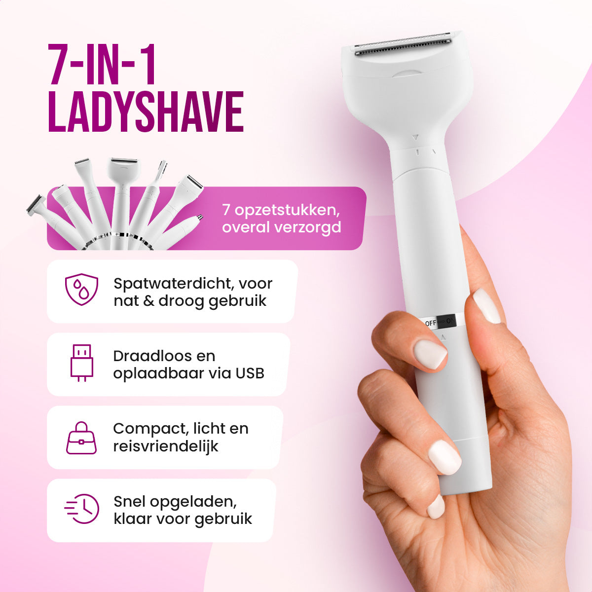 FAVE® Ladyshave - 7 in 1 Pro Series - Voor Vrouwen